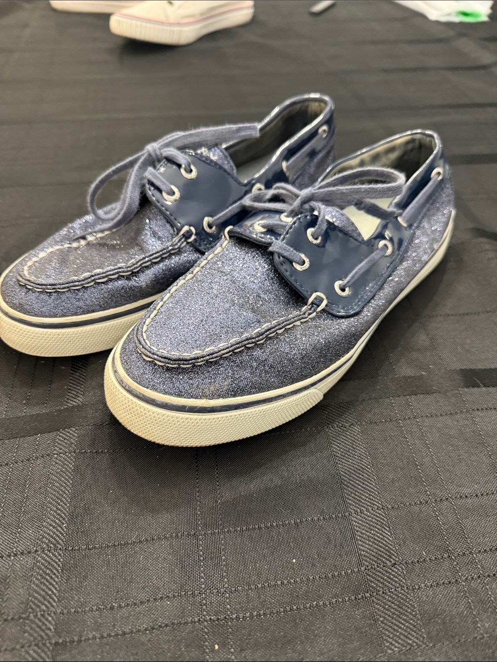 Sperry Navy Blue Glitter Slip-On Boat Shoes